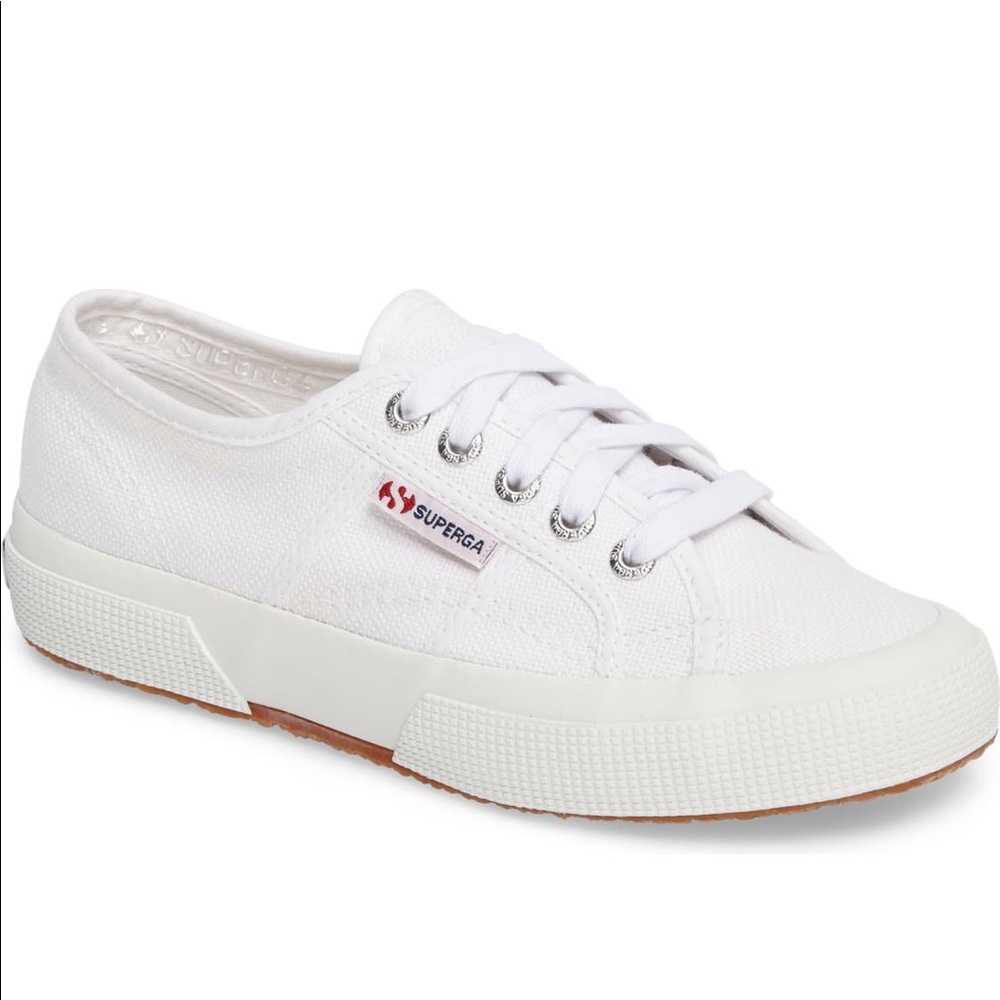 Superga White lace up sneakers size 8